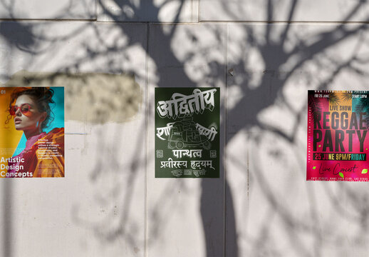 Mockup of three vertical posters