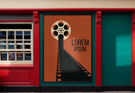 Mockup of Blank poster on the facade of an Irish pub in Dublin.