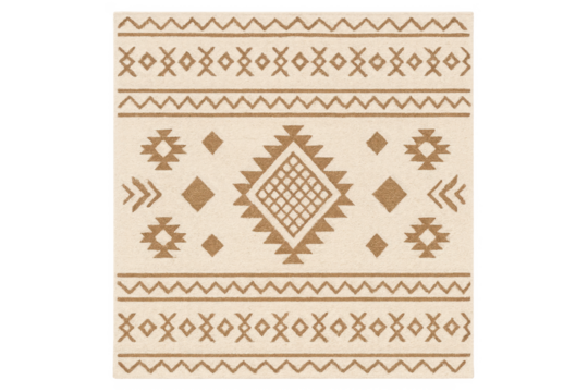 Tribal southwestern beige rug with geometric pattern