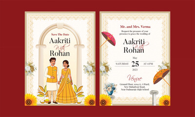 Romantic Modern indian wedding save the date invitation - Haldi