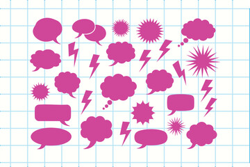 Speech bubble collection lightning bolt elements comic style vector