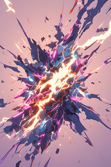 Flowing vertical lightning strike vector illustration