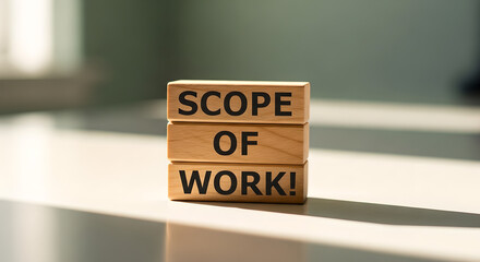 Scope Of Work Wooden Blocks Vertical Copy Space