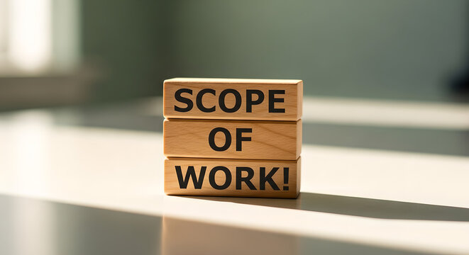 Scope Of Work Wooden Blocks Vertical Copy Space