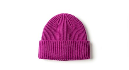 A vibrant purple knitted wool beanie hat displayed against a clean white background, emphasizing texture and warmth for cold weather ,beanie, hat, casual