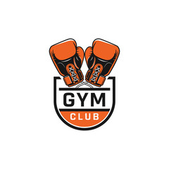 Classic boxing gloves within stylish emblem for a dynamic gym club