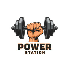 Vibrant Emblem of Human Strength and Gym Enthusiasm with Dumbbell Icon