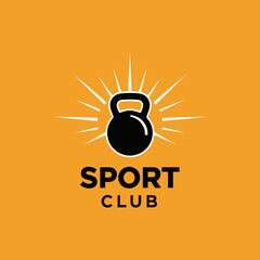 dynamic fitness emblem with radiating kettle bell for active lifestyle clubs