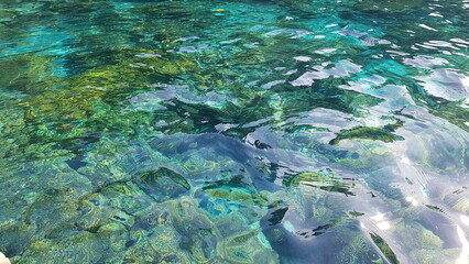 Close-up of Rippling Clear Sea Water Revealing Ocean Floor