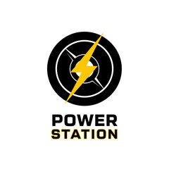 Bold electric flash logo in black and yellow for energy services branding