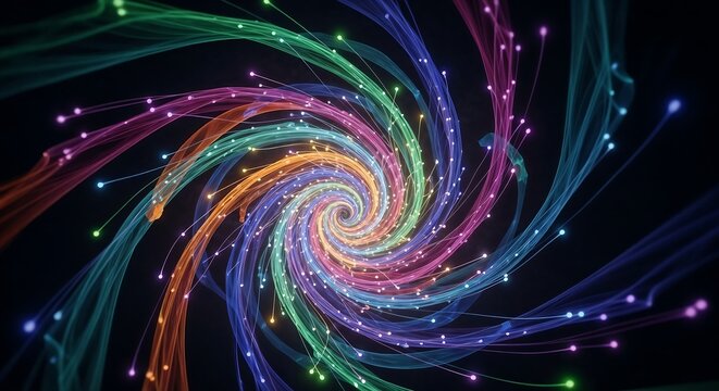 Spiral of neon colors expanding outward with vivid energy.