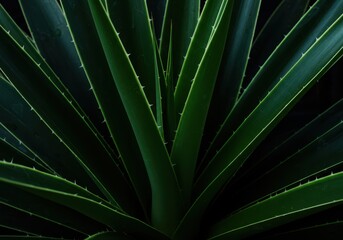 Fototapeta premium Striking vertical architectural houseplant foliage with sharp points and deep green color, emphasizing clean modern design and minimal aesthetic, organic, tall, vertical
