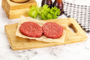 Raw beef  burger cutlet for grill