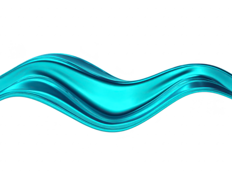 Shiny blue wave, abstract fluid shape, smooth metallic texture, modern design element, isolated on transparent background, creative flowing line, futuristic and dynamic visual