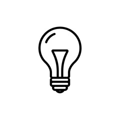 Simple, outline drawing of a light bulb against a black background