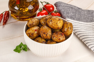 Baked mini potato with herbs