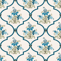 Vector Hand drawn colourful geometric flowers Motifs African boho paisley, seamless patterns with floral for fabric Ethnic Indian Pattern, textiles, clothing, wrapping paper, backdrop, banner.
