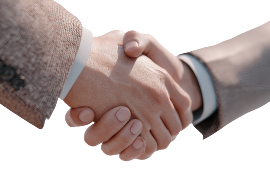 Close-up of two hands shaking, business attire