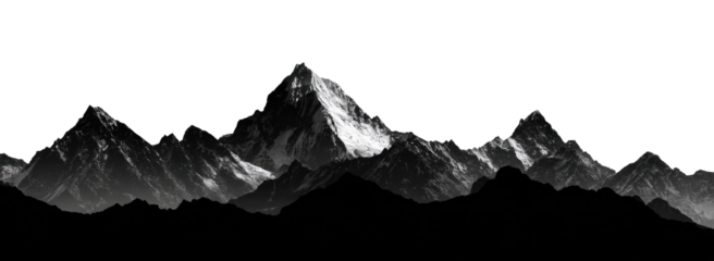 Majestic mountain range, black and white