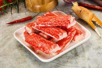 Red crab meat stick surimi