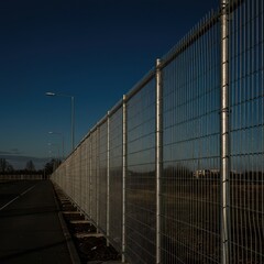 Obraz premium High security fence designed as a barrier against aggression and conflict. The metal structure represents prevention and separation in difficult times ,restrict ,stop ,mesh