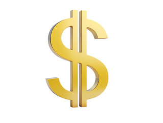 Fototapeta premium Gold dollar sign symbol shiny metallic currency icon financial concept isolated on transparency background wealth and prosperity 3D rendering luxury and success business finance