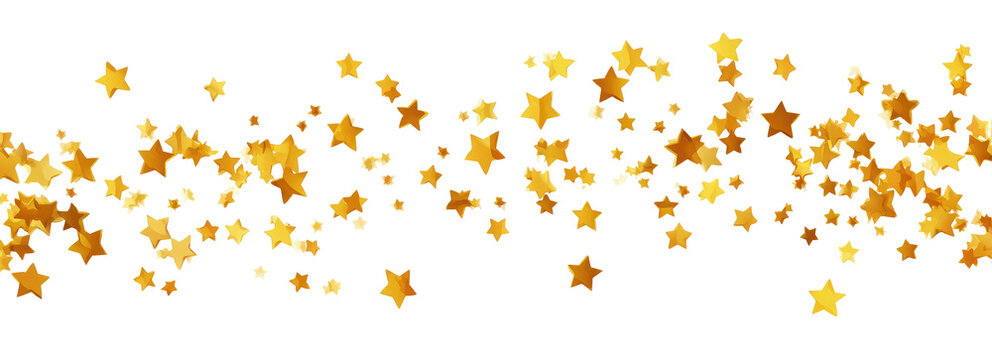 Gold confetti scattered across a black background.  A  graphic design element of  irregular, textured gold shapes