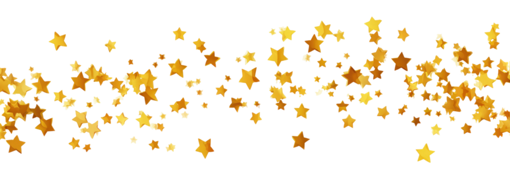 Gold confetti scattered across a black background.  A  graphic design element of  irregular, textured gold shapes