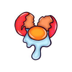 Hand Drawn Cartoon Broken Egg Illustration