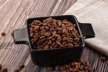 Roasted brown araboca coffee beans