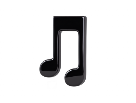 Glossy black music note icon isolated on transparent background symbolizing sound melody and audio perfect for digital design app interface or creative projects