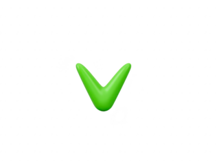 Green check mark symbol glossy style isolated on transparent background represents approval confirmation success or completed task modern and minimalistic design positive emotion