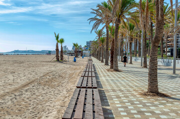 VIEW OF SAN JUAN BEACH AT THE LEVEL OF NICE AVENUE,ALICANTE,SPAIN,EUROPE