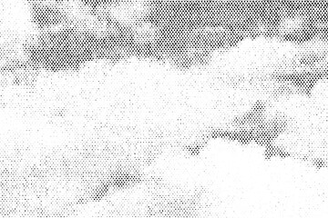 Cloud-like shapes in a halftone dot pattern with soft gradients and abstract contours on a...
