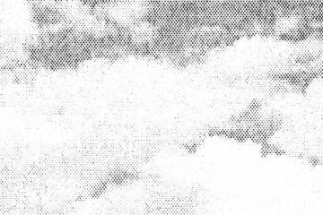 Cloud-like shapes in a halftone dot pattern with soft gradients and abstract contours on a transparent background.