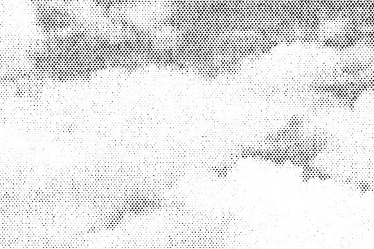 Cloud-like shapes in a halftone dot pattern with soft gradients and abstract contours on a transparent background.