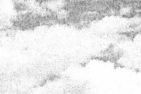 Cloud-like shapes in a halftone dot pattern with soft gradients and abstract contours on a transparent background.