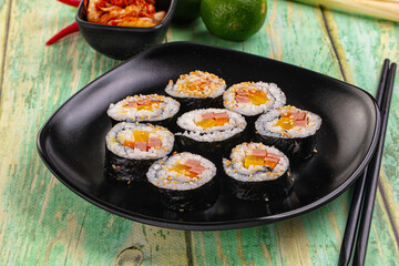 Koream homemade roll Kimbap with nori seaweed