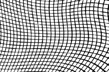 Distorted black grid forming a wavy mesh-like pattern with irregular cells on a transparent background.