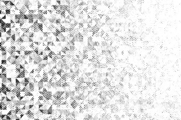 Fragmented halftone texture with pixel-like dot clusters fading across the surface, displayed on a transparent background.