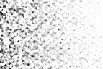Fragmented halftone texture with pixel-like dot clusters fading across the surface, displayed on a transparent background.