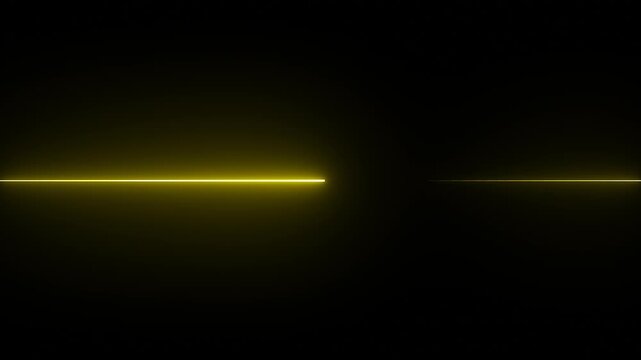 glowing yellow neon Straight neon lazer animation of horizontal line on alpha background, straight neon lazer line, seamless loop