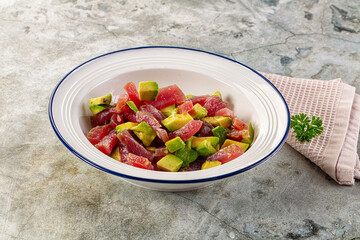 Delicous tuna with avocado salad