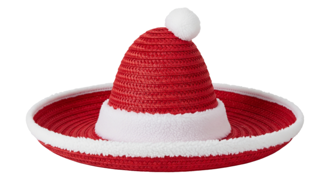 Bright red New Year's hat styled as a traditional Mexican sombrero for festive celebrations