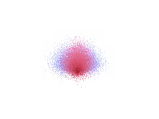 Abstract digital art glowing pink and blue sphere particle explosion futuristic energy vibrant light dynamic motion isolated on transparency background modern design creative concept