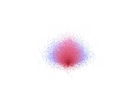 Abstract digital art glowing pink and blue sphere particle explosion futuristic energy vibrant light dynamic motion isolated on transparency background modern design creative concept