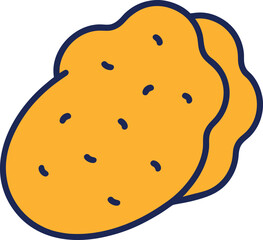 Flat Vector Tater Tot Snack Illustration with Seasoning Detail