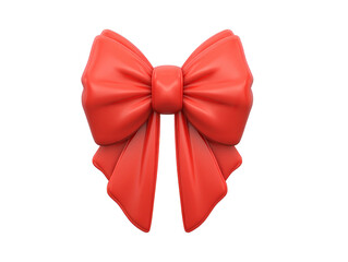 Red bow decorative ribbon festive ornament elegant accessory isolated on transparency background celebration cheerful gift wrap smooth texture holiday decoration