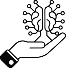 AI in Hand Vector Icon Concept Artificial Intelligence Brain Technology Innovation Digital Transformation Modern Future