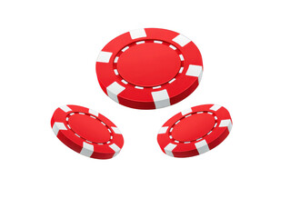 Red poker chip casino token gambling chip isolated on transparent background game accessory luck excitement entertainment betting leisure